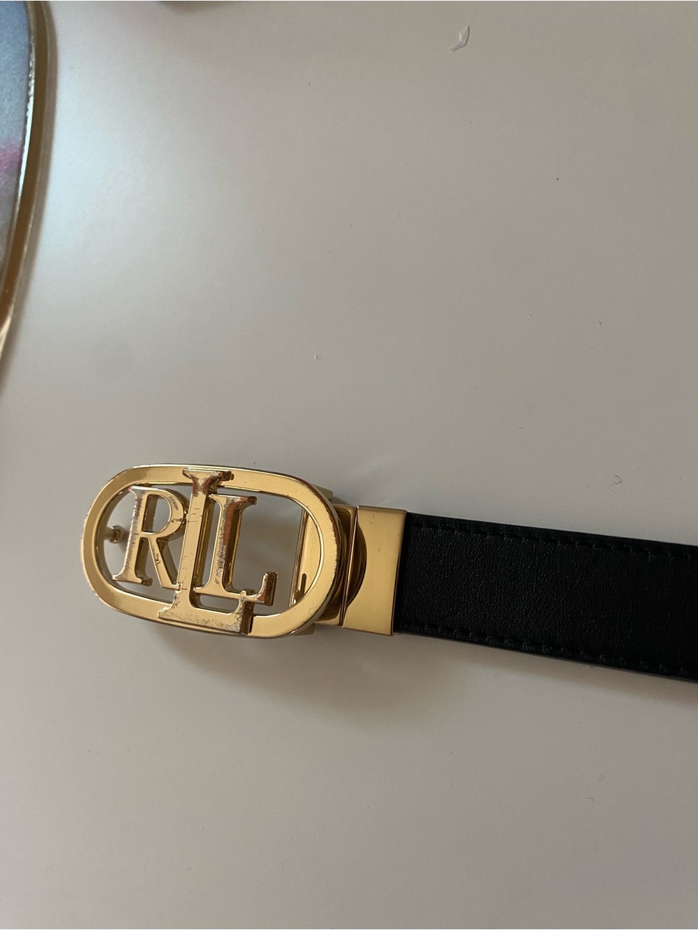 Ralph Lauren Brown/Black reversible Leather Belt with Gold RLL Buckle - Picture 2 of 3